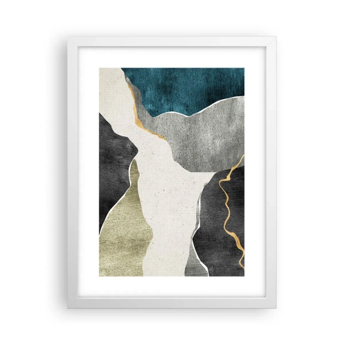 Poster in een witte lijst - Mozaïekcompositie met gouddraad - 30x40 cm