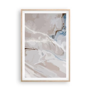 Een poster in een licht eiken lijst - Blauw kronkelt onder het wit - 61x91 cm