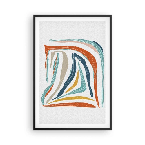 Poster in een zwarte lijst - Abstractie met een vriendelijke glimlach - 61x91 cm