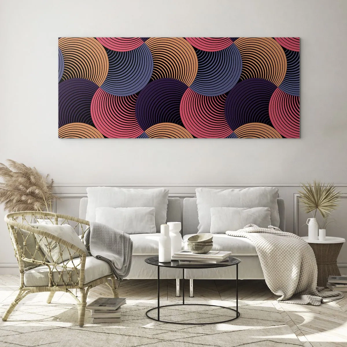 Schilderen op glas - In een cirkelvormig ritme - 100x40 cm
