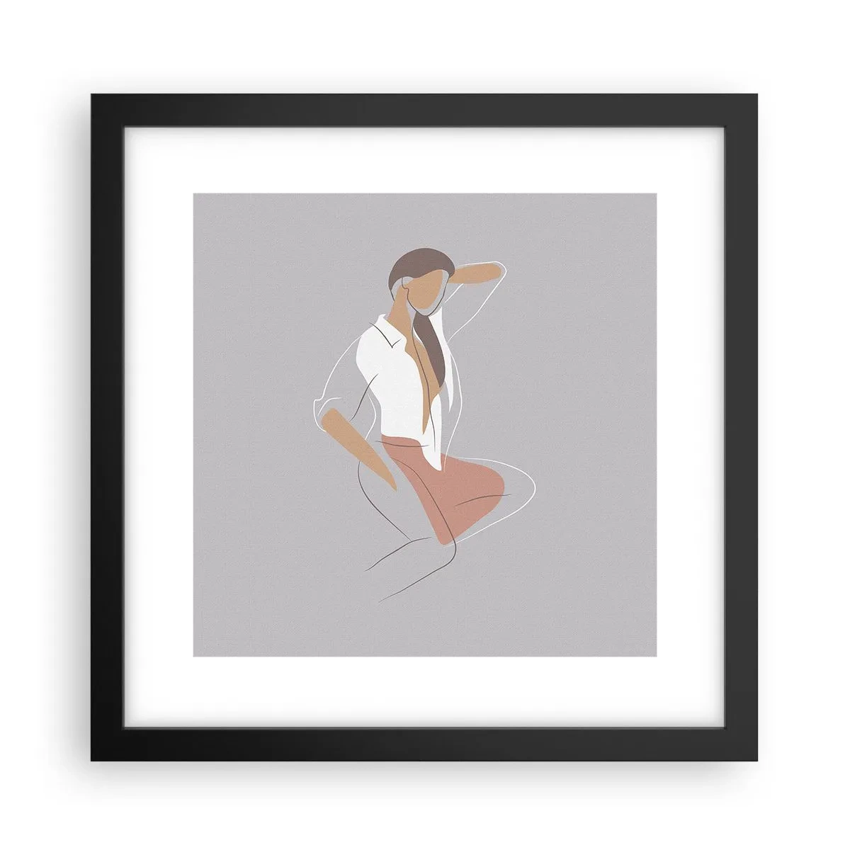Poster in een zwarte lijst - Omtrek van gracieusheid - 30x30 cm