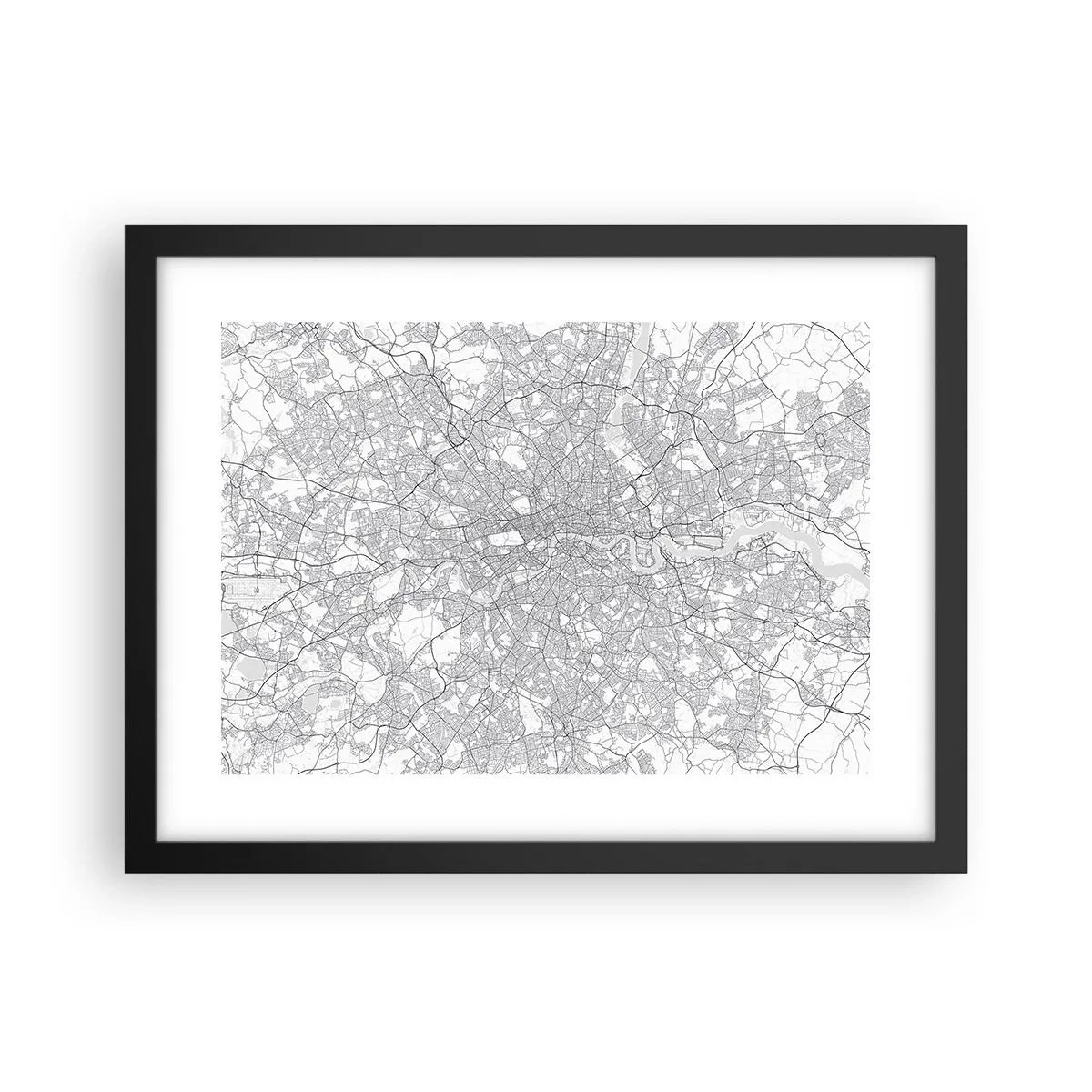 Poster in een zwarte lijst - Kaart van het doolhof van Londen - 40x30 cm