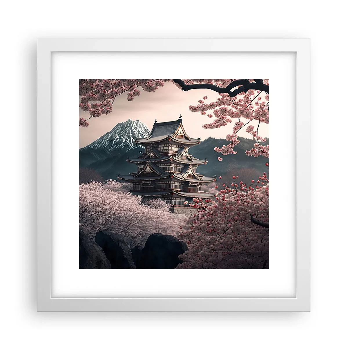 Poster in een witte lijst - Het land van de kersenbloesem - 30x30 cm