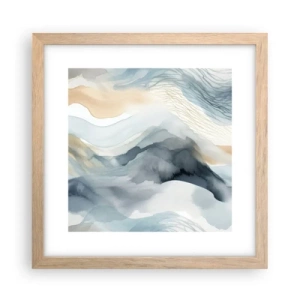 Een poster in een licht eiken lijst - Besneeuwde en mistige abstractie - 30x30 cm