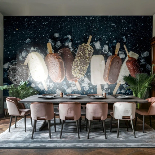 Zelfklevend Fotobehang Deluxe Sticker - De smaak van hete zomer - Ijsje, Gastronomie, Voedsel - 250x175 cm