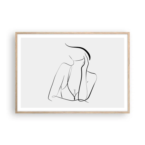 Een poster in een licht eiken lijst - Op de golf van dromen - 100x70 cm