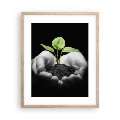 Een poster in een licht eiken lijst - Ik hou van de natuur, ik bescherm haar - 40x50 cm