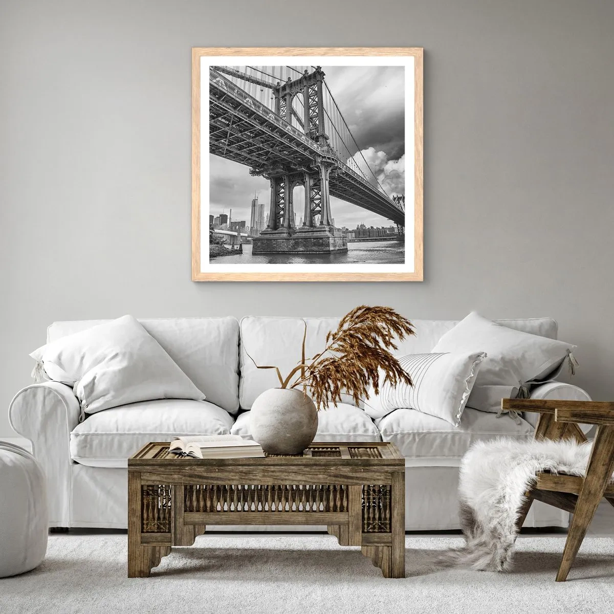 Een poster in een licht eiken lijst - Naar het hart van de stad - 40x40 cm