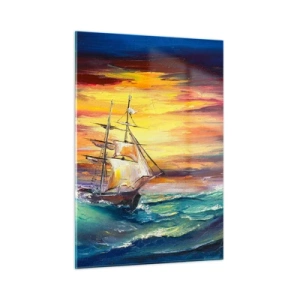 Schilderen op glas - Dapper onder de golven - 50x70 cm