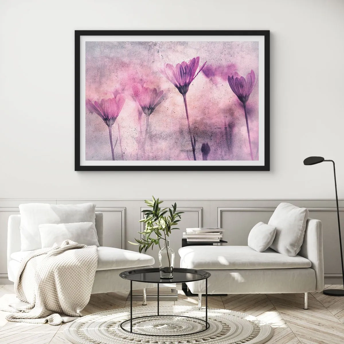 Poster in een zwarte lijst - Een droom van bloemen - 70x50 cm