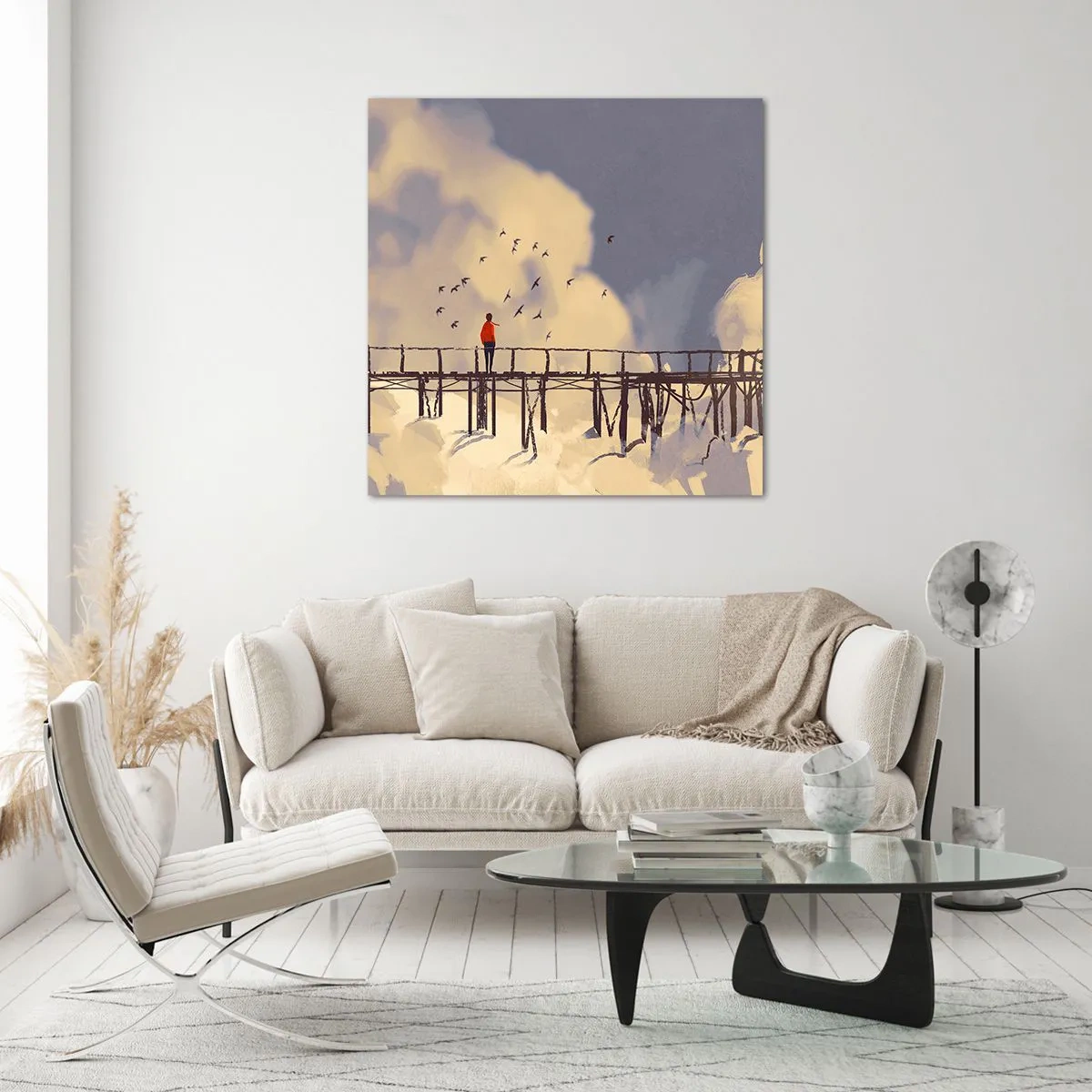 Schilderen op glas - Blauw verlangen - 50x50 cm