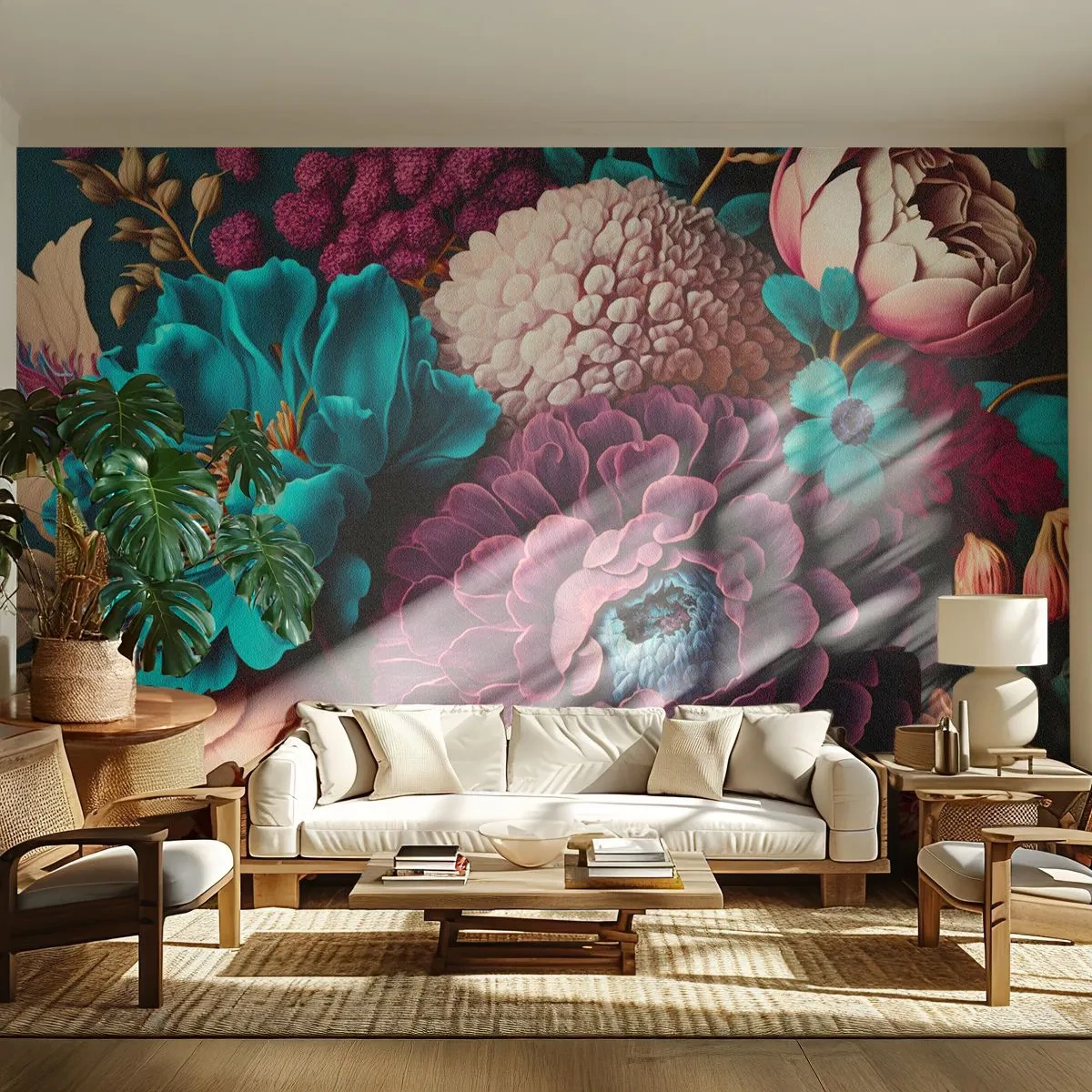 Fotobehang Standard Eco - Natuur in overvloed - Bloemen, Plantkunde, Vintage - 350x256 cm