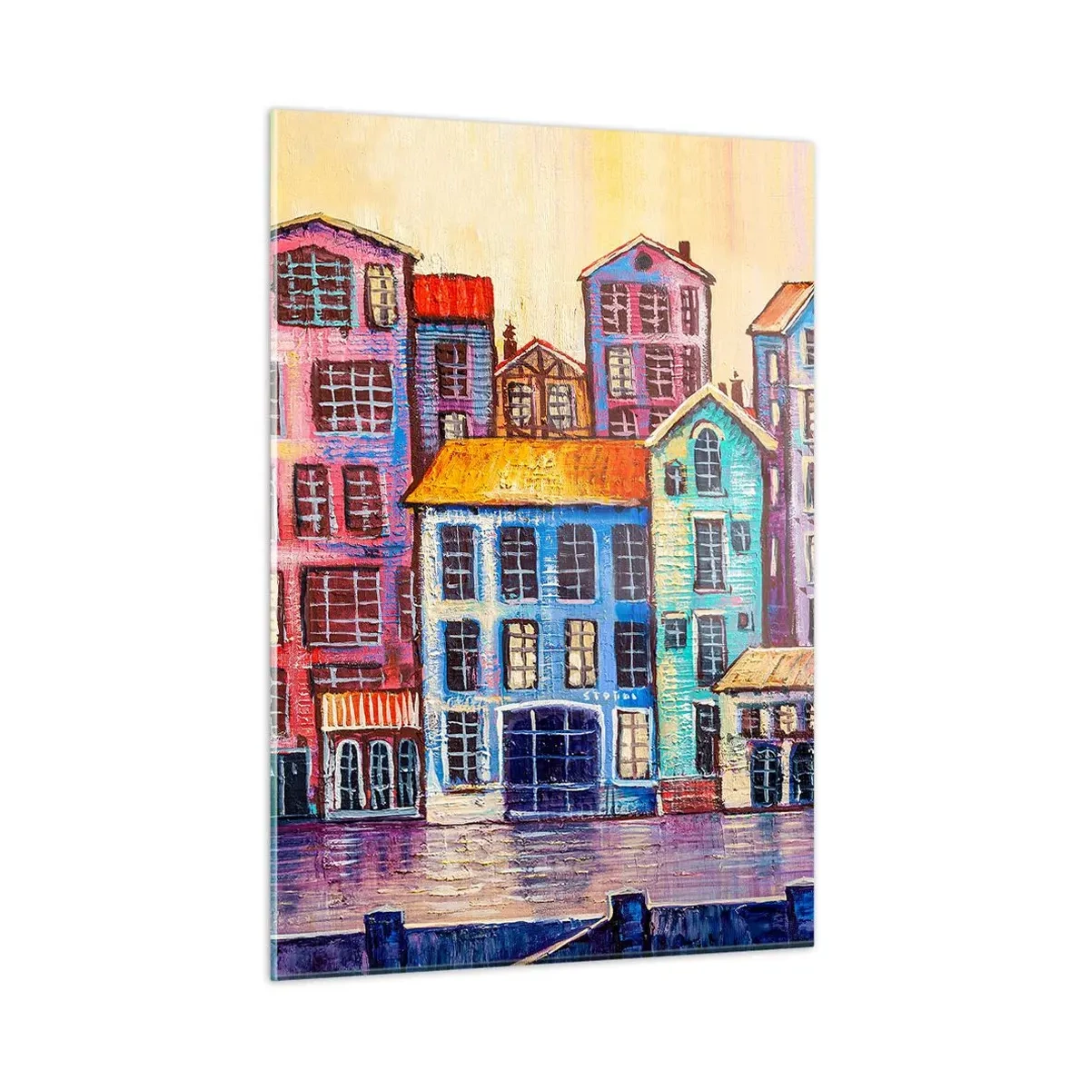 Schilderen op glas - Een stad als uit een sprookje - 50x70 cm