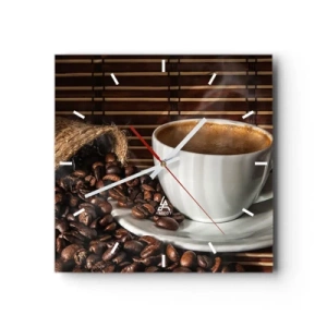 Wandklok - Klok - De zwartheid van steenkool, de helderheid van barnsteen - 30x30 cm