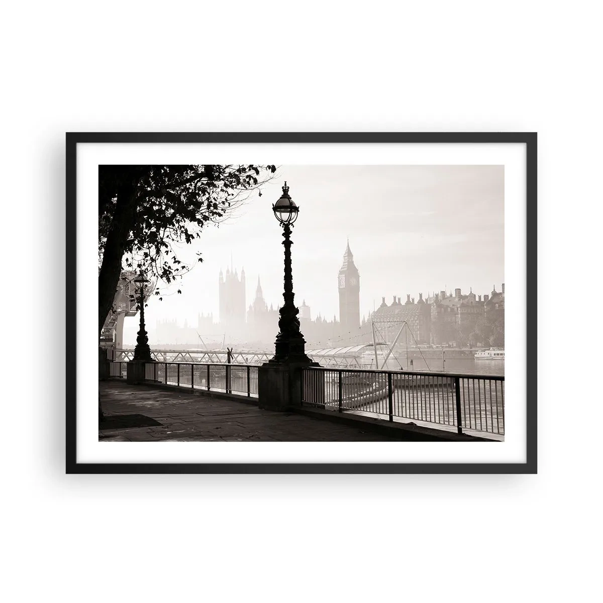 Poster in een zwarte lijst - Ochtend in Londen - 70x50 cm