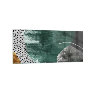 Schilderen op glas - Kleurrijke abstractie met bladgoud - 120x50 cm