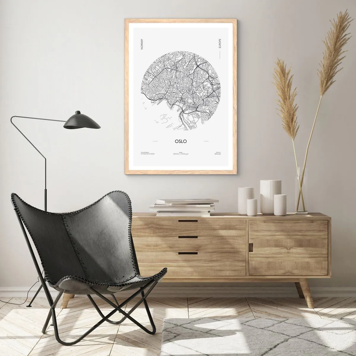 Een poster in een licht eiken lijst - Anatomie van Oslo - 30x40 cm