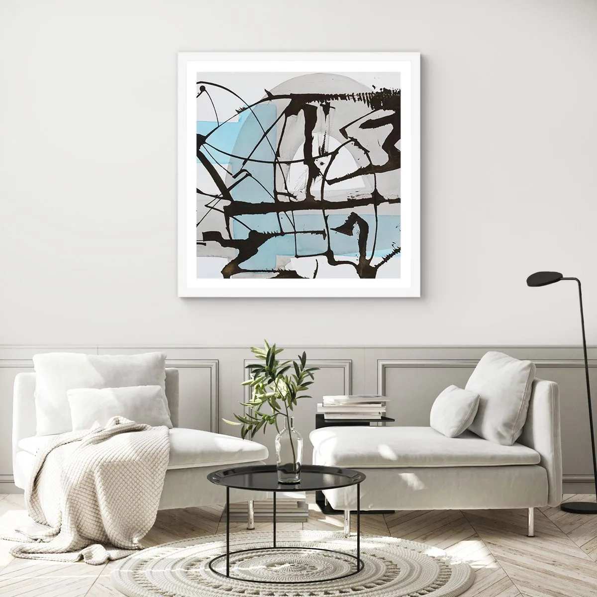 Poster in een witte lijst - Toch blauw - 60x60 cm