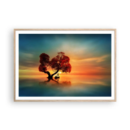 Een poster in een licht eiken lijst - Afstanders en de stilte van de wereldlozen - 100x70 cm