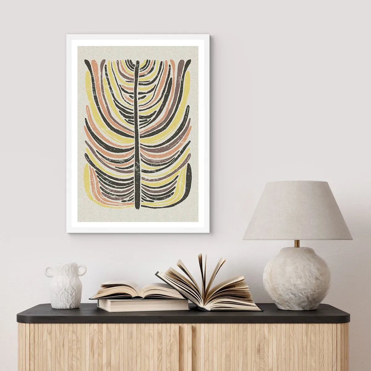 Poster in een witte lijst - Abstractie vol leven - 40x50 cm