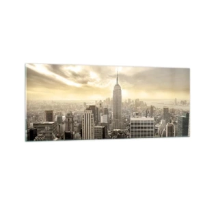 Schilderen op glas - New York geweven van grijs - 100x40 cm
