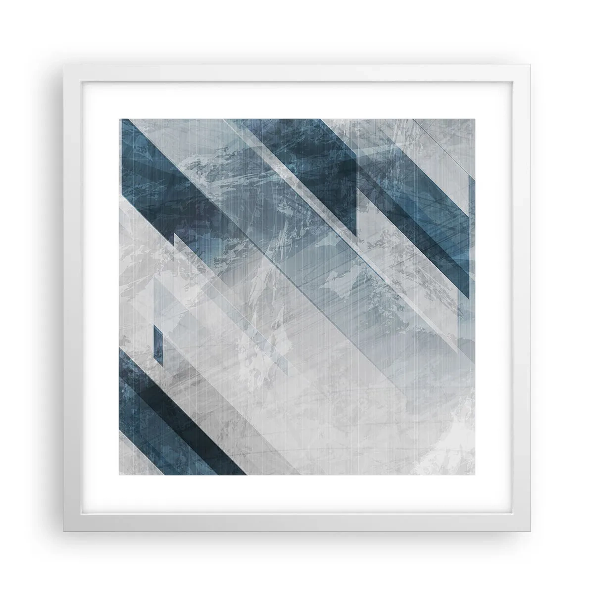 Poster in een witte lijst - Ruimtelijke compositie - grijze beweging - 40x40 cm