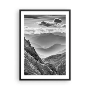 Poster in een zwarte lijst - Berglandschap met wolken aan de horizon - 50x70cm - Tot aan de horizon - Moderne wanddecoratie voor woonkamer en slaapkamer ARTTOR