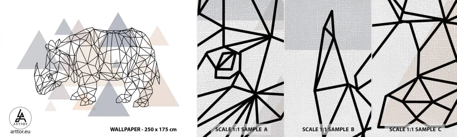 Fotobehang Monster Premium Canvas - Structuur van kracht - Abstractie, Grafisch, Neushoorn - 100x30 cm