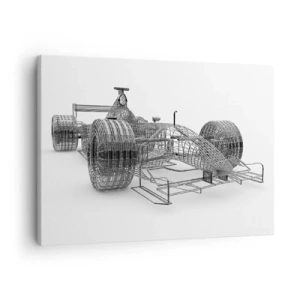 Schilderen op canvas - Een ontwerpschets van een racewagen op een lichte achtergrond - 70x50cm - Perfect ontwerp - het idee van momentum - Moderne wanddecoratie voor woonkamer en slaapkamer ARTTOR