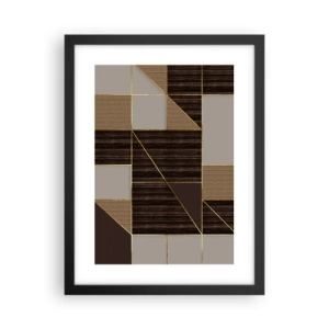 Poster in een zwarte lijst - Een mozaïek van bruin en goud - 30x40 cm