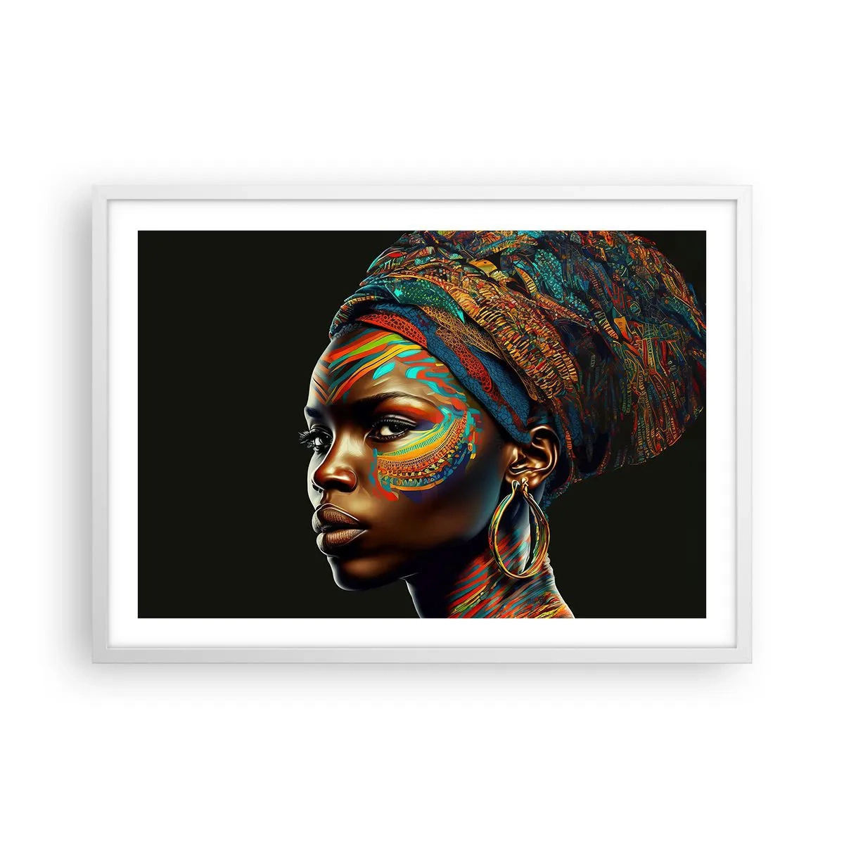 Poster in een witte lijst - Afrikaanse koningin - 70x50 cm