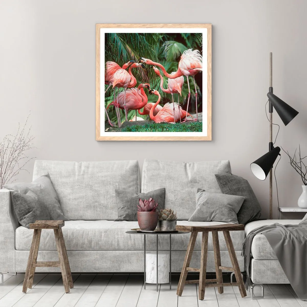 Een poster in een licht eiken lijst - Middag roddels - 40x40 cm