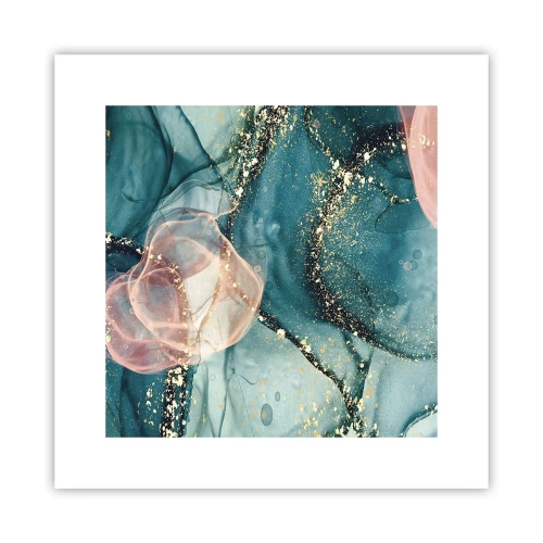 Poster - Zijdeblauw, tule roze - 30x30 cm
