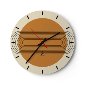 Wandklok - Klok - Geometrische compositie in tinten beige en oranje - 30x30cm - Perfect plan - Moderne wanddecoratie voor woonkamer, keuken en slaapkamer ARTTOR