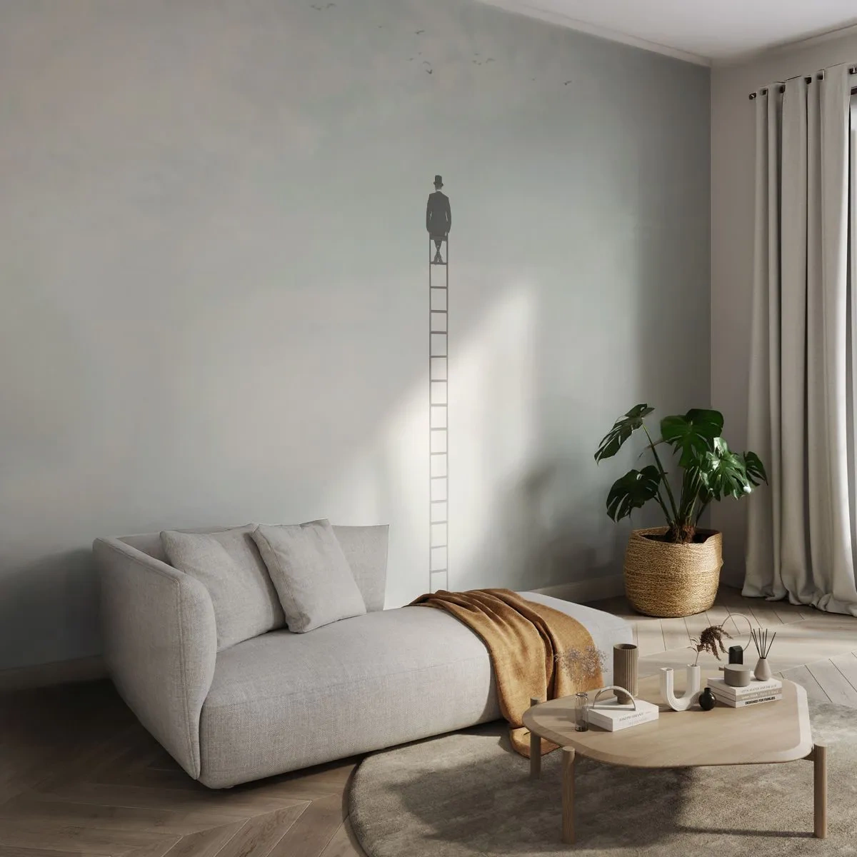 Fotobehang Standard Eco - Stap verder op! - Abstractie, Man, Deel - 250x175 cm