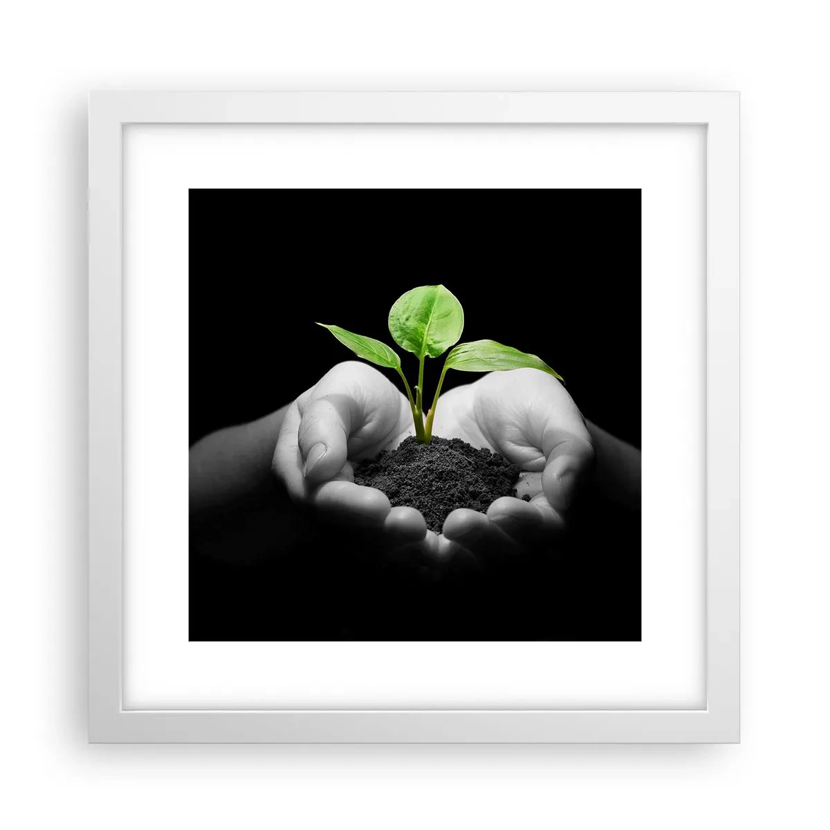 Poster in een witte lijst - Ik hou van de natuur, ik bescherm haar - 30x30 cm