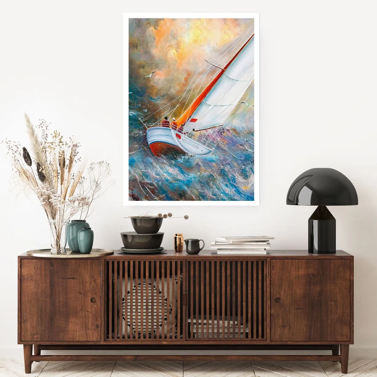 Poster - Lopend op de golven  - 40x50 cm