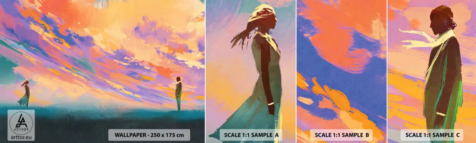 Fotobehang Monster Zelfklevend Deluxe Sticker - Aantrekkingskracht - Abstractie, Vrouw en man, Deel - 100x30 cm