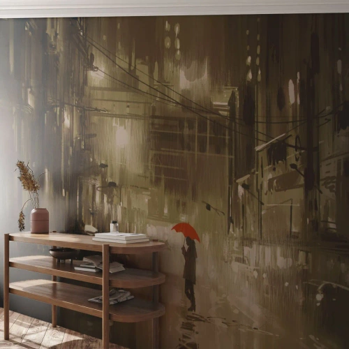 Fotobehang Standard Eco - Alleen maar niet eenzaam - Stad, Vrouw, Architectuur - 150x105 cm