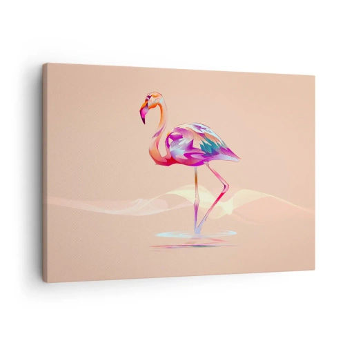 Schilderen op canvas - Een abstracte flamingo in lichte pastelkleuren. - 70x50cm - De vogel van goede emoties - Moderne wanddecoratie voor woonkamer en slaapkamer ARTTOR