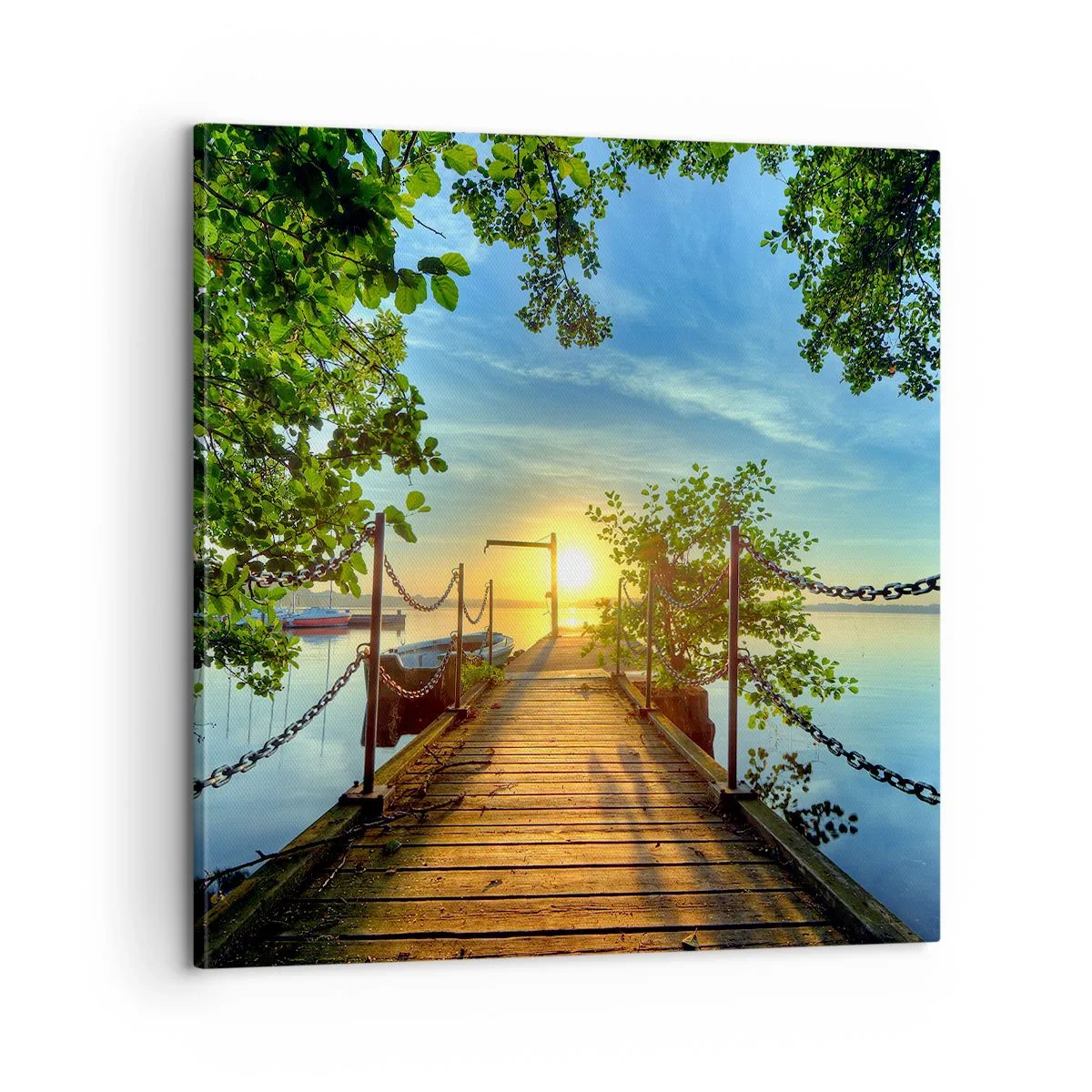 Schilderen op canvas - Zonsondergang boven het water - 60x60 cm