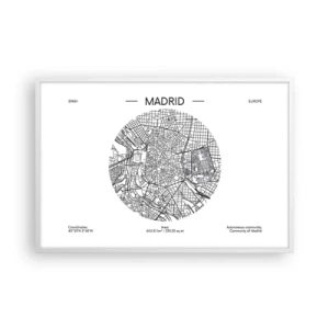 Poster in een witte lijst - Anatomie van Madrid - 91x61 cm