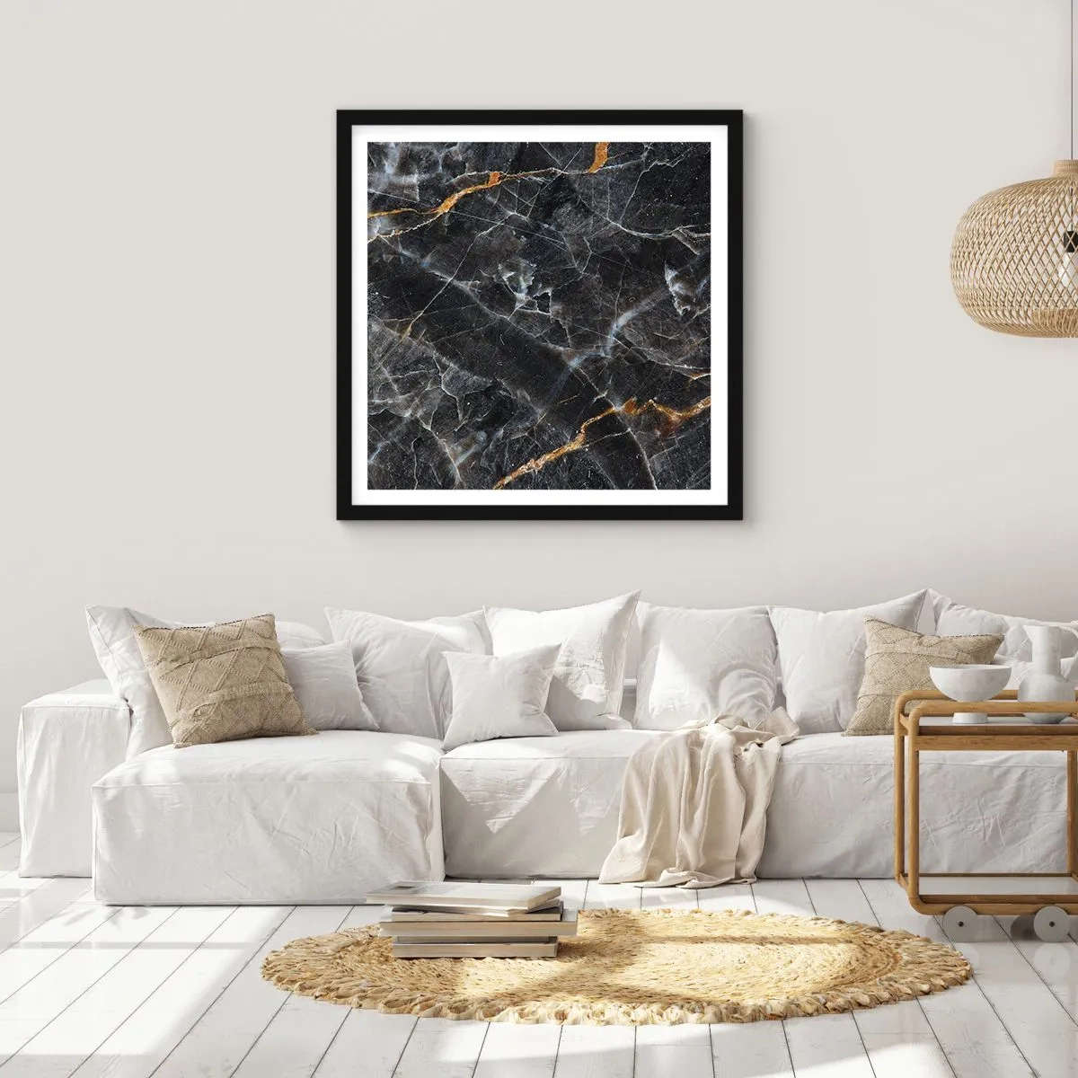 Poster in een zwarte lijst - Het innerlijke leven van de steen - 60x60 cm
