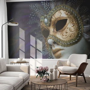 Fotobehang Premium Canvas - Venetiaans portret in goud - Kap, Deel, Venetië - 400x280 cm