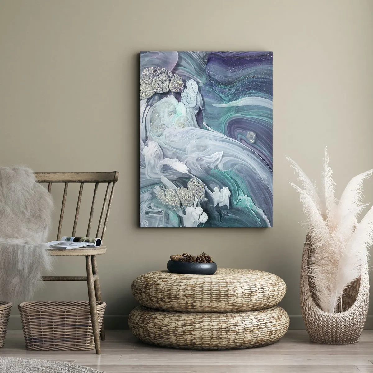Schilderen op canvas - Stromingen van hemelsblauw - 70x100 cm