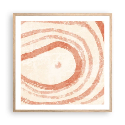 Een poster in een licht eiken lijst - Koraalcirkels – compositie - 60x60 cm