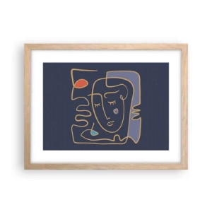 Een poster in een licht eiken lijst - In nadenken - 40x30 cm