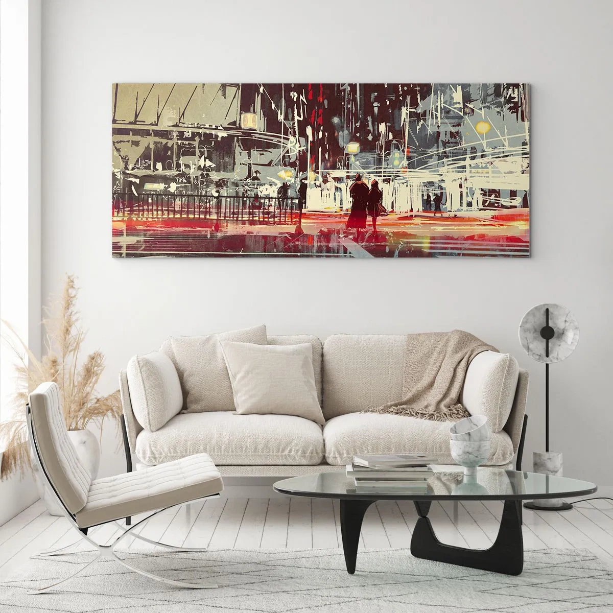 Schilderen op glas - Een grote stadsoversteek - 140x50 cm