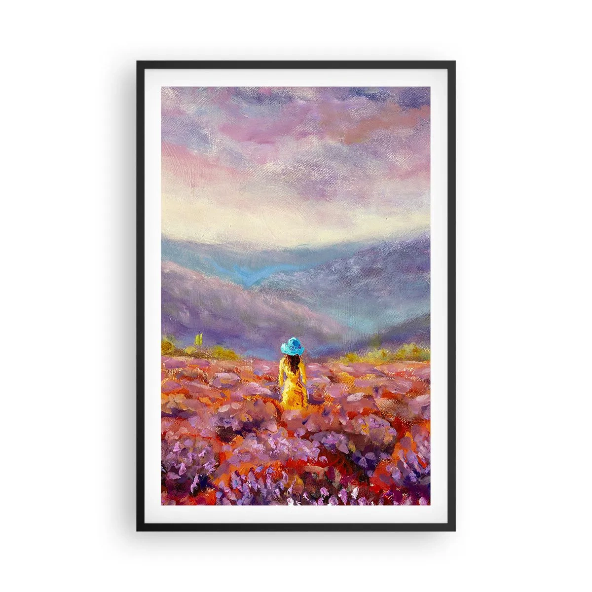 Poster in een zwarte lijst - In een lavendelwereld - 61x91 cm