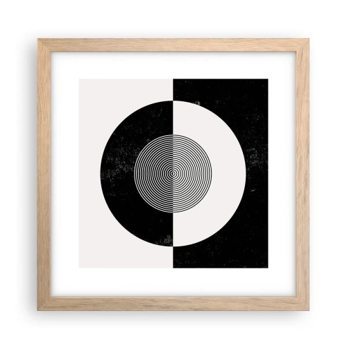 Een poster in een licht eiken lijst - Harmonie in zwart-wit - 30x30 cm
